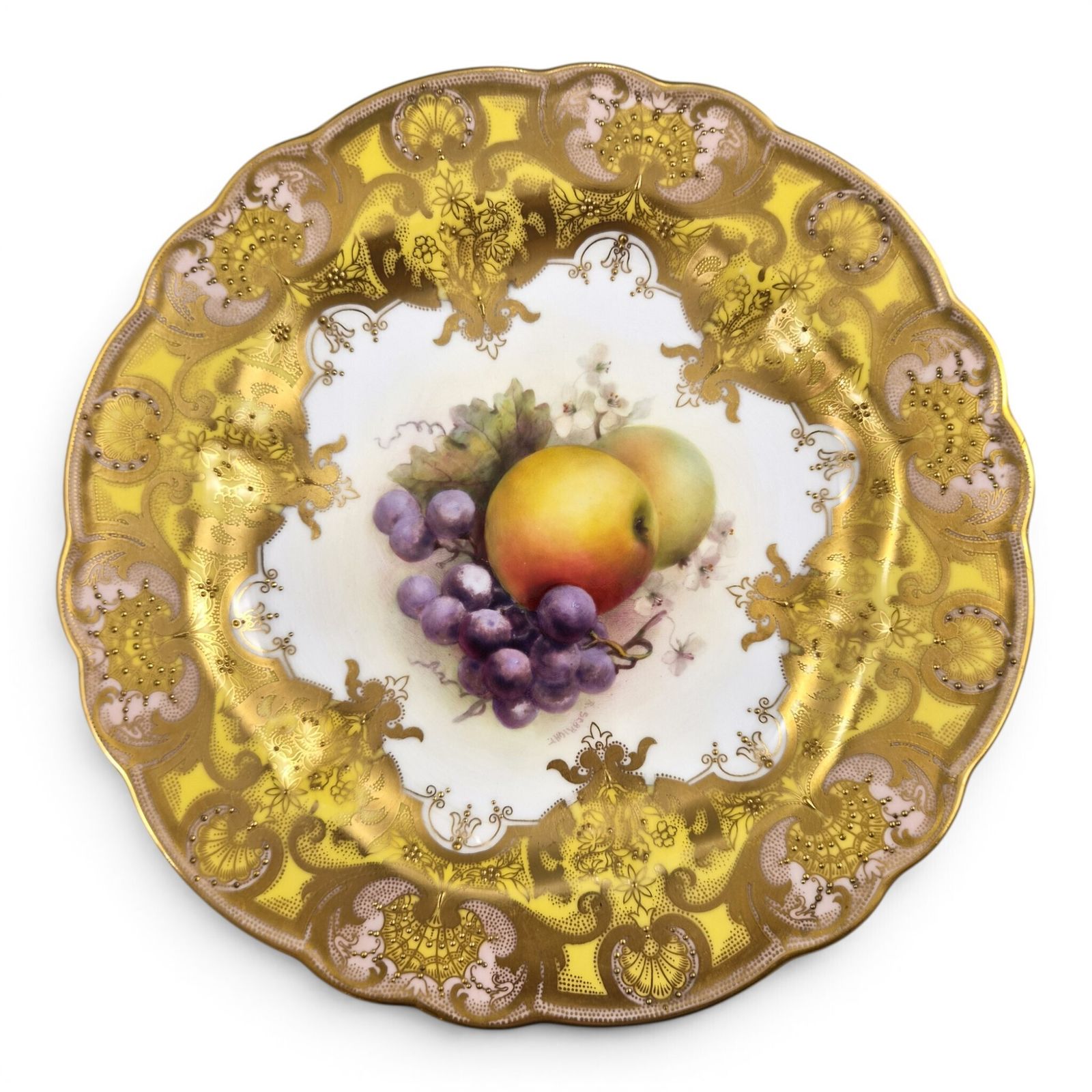 Royal Worcester Richard Sebright Painted Fruit Plate, England, 1911 photo furniture
