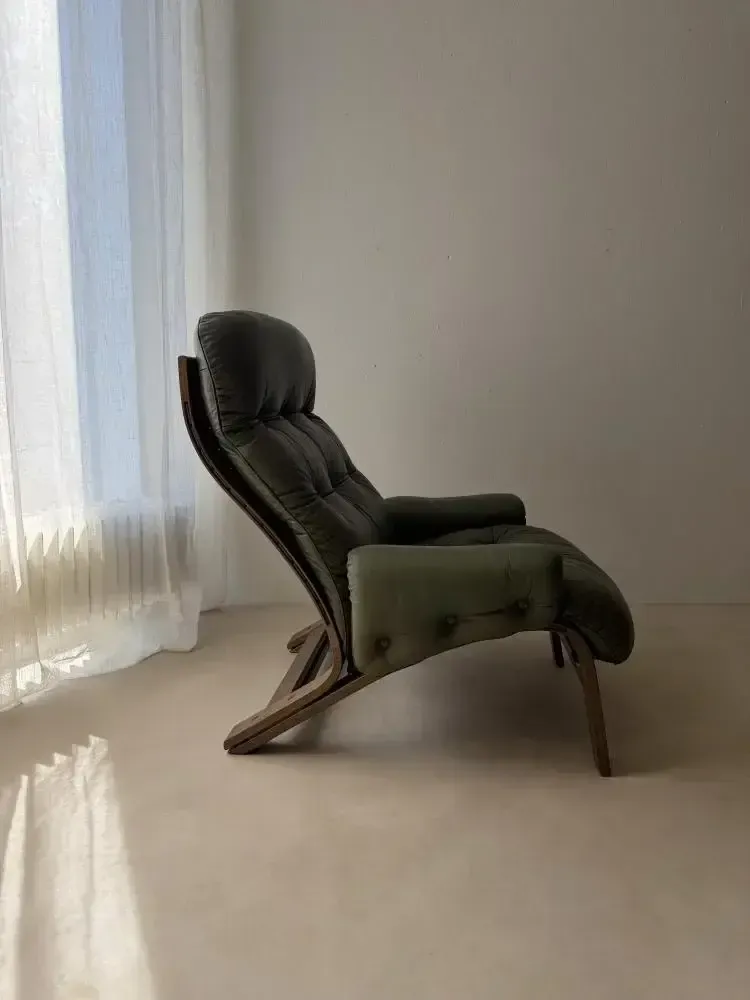 Rybo Rykken Fauteuil door Solheim in Groen Leer photo for sale