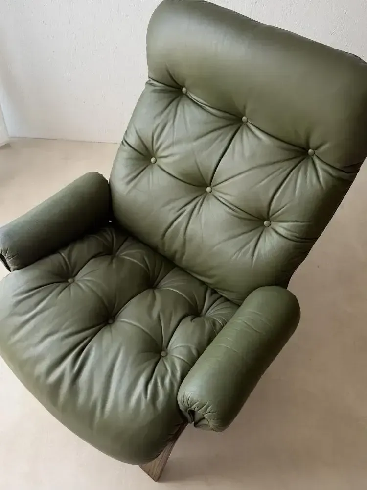 Rybo Rykken Fauteuil door Solheim in Groen Leer photo Meubels