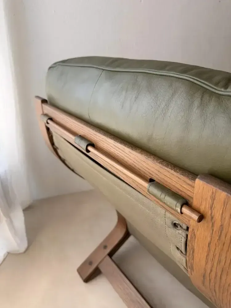 Rybo Rykken Fauteuil door Solheim in Groen Leer photo vinterior
