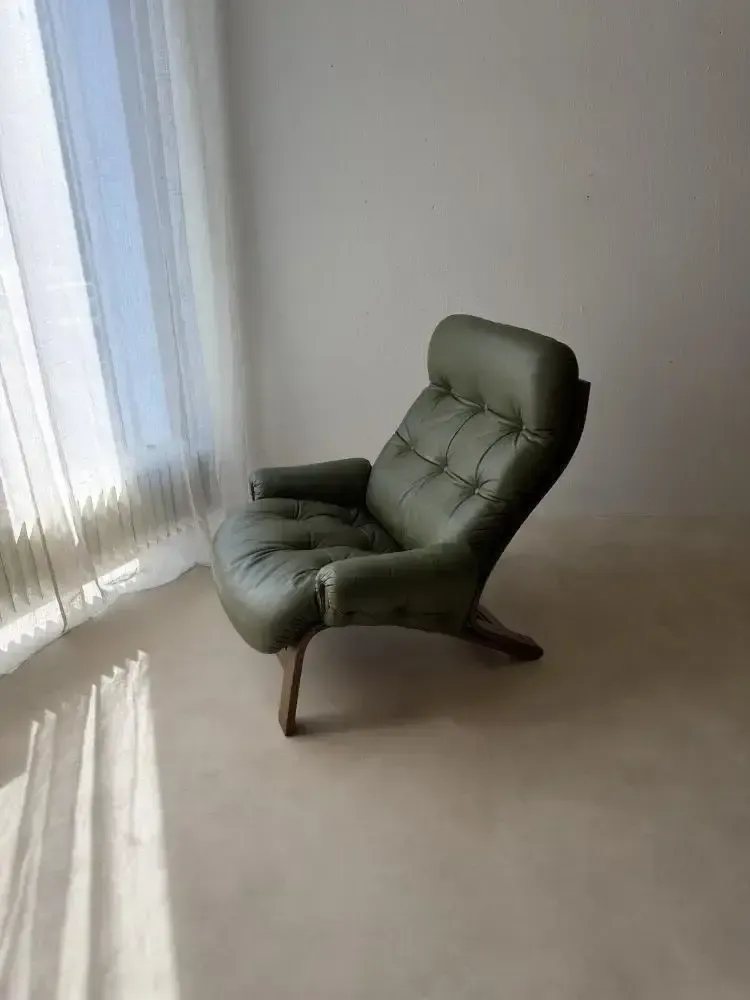 Rybo Rykken Fauteuil door Solheim in Groen Leer photo buy