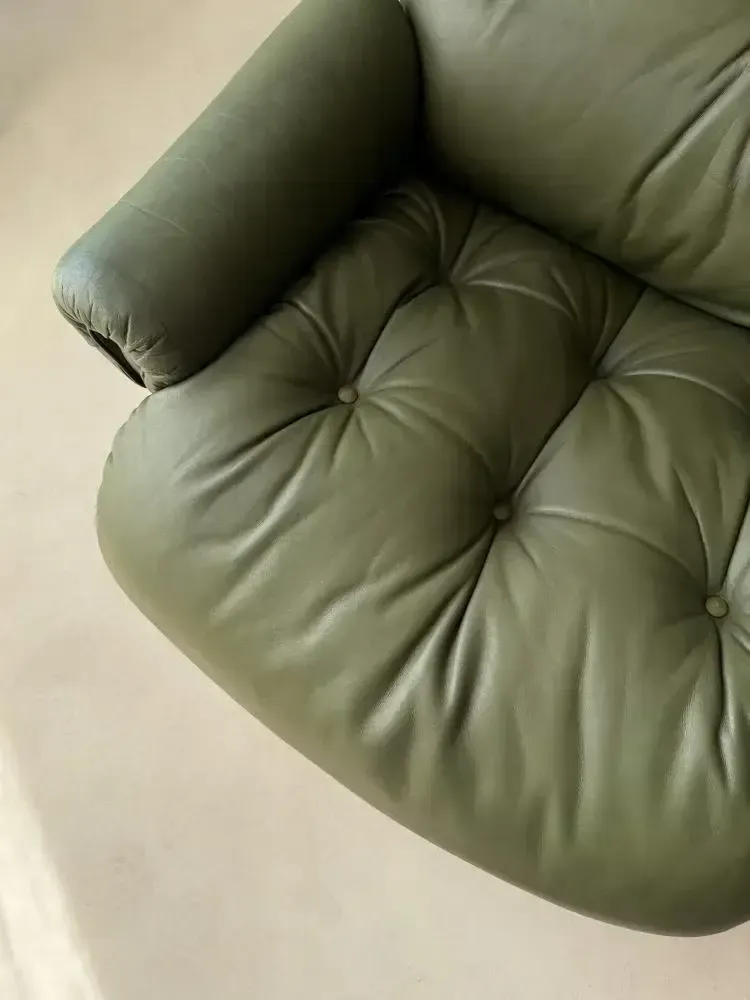 Meubels Rybo Rykken Fauteuil door Solheim in Groen Leer photo