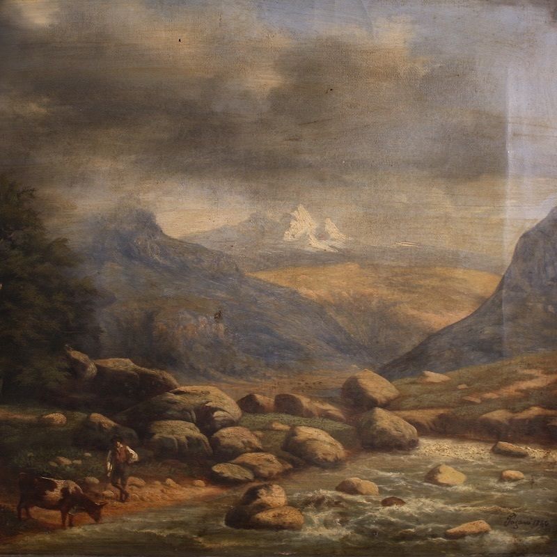 Peinture italienne, paysage signé et daté 1846 photo Art