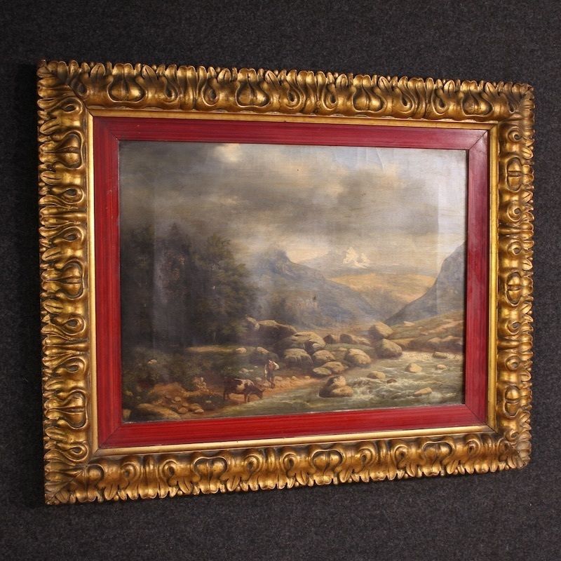 Art Italian Painting, Landscape Signed And Dated 1846 photo