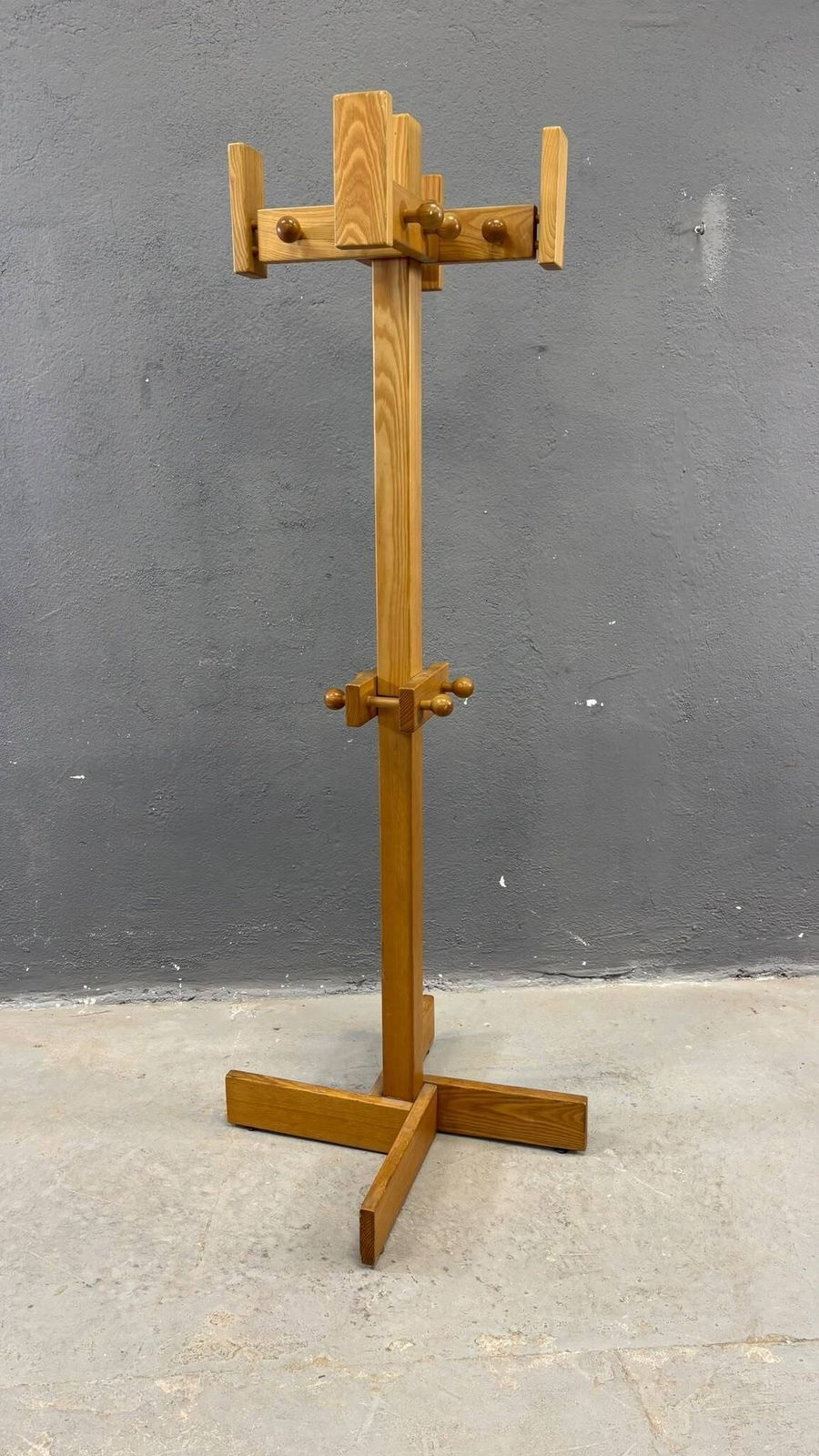 Freestanding Mid Century Pine Coat Rack, Solid Wood, 1970s, Europe photo buy
