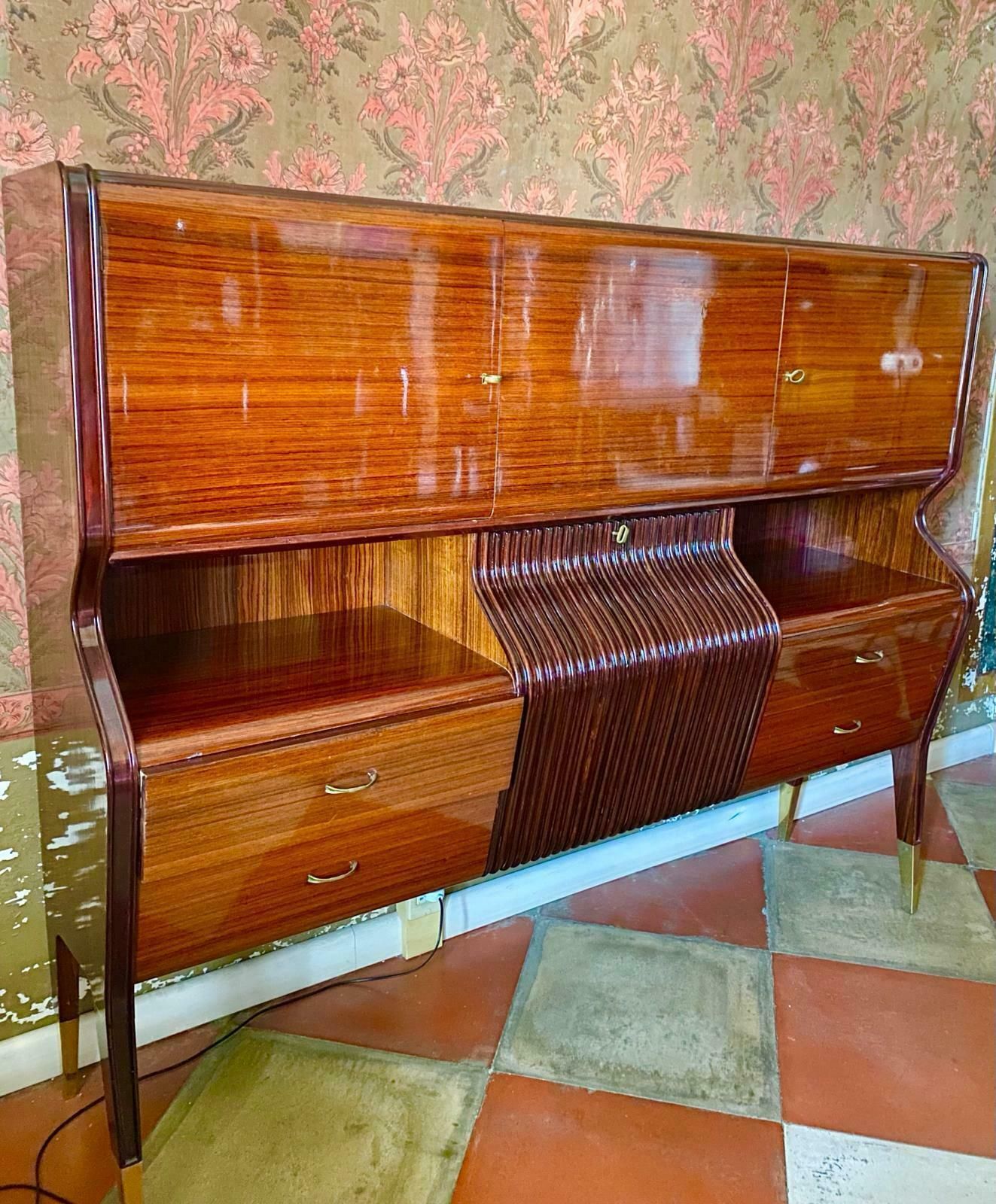 Mid Century Modern Italian Bar Cabinet, Osvaldo Borsani 1950s photo Furniture