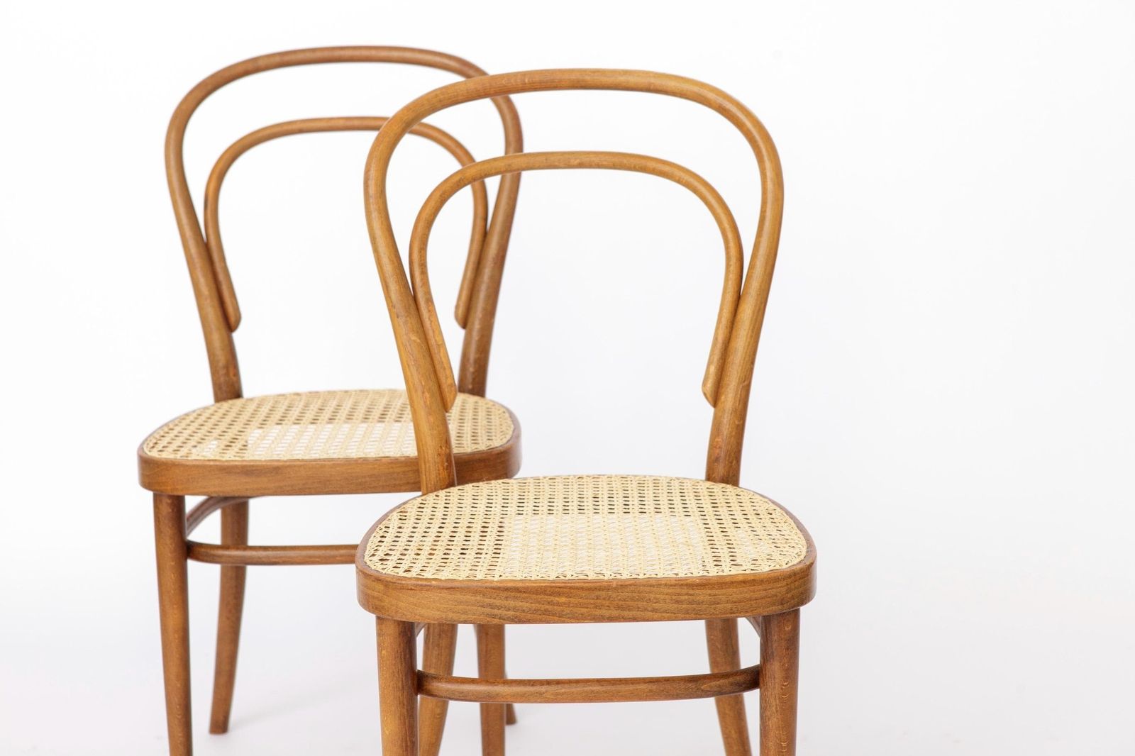 Pair Of Vintage Thonet Model 14 Chairs | Radomsko Bentwood Dining Chairs | New Cane Seats photo 712.0
