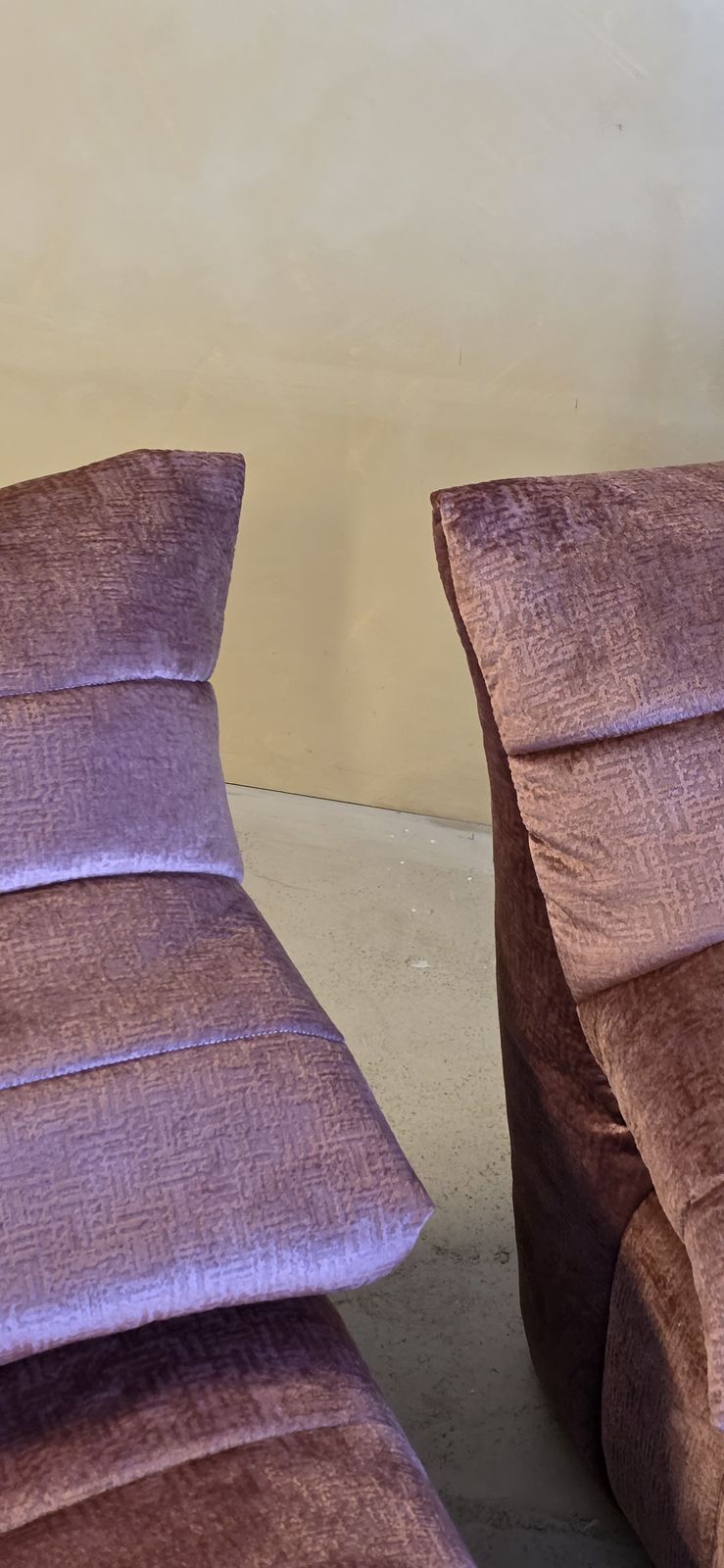 Furniture Set Of 2 Lounge Chairs By Marc Held For Dunlopillo In Velvet Rose Fabric, 1970s photo