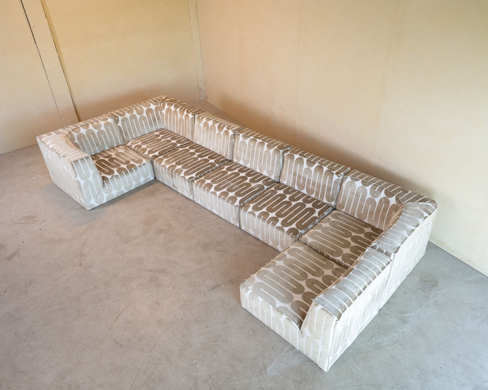 photo for sale Exclusive Vintage Modulair Sofa Set In Geometric Velvet Fabric
