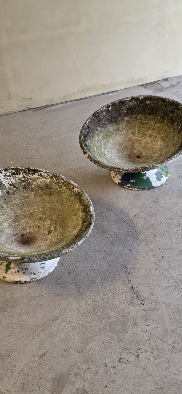 photo for sale Pair Of Tall Willy Guhl Off Kilter Planters, 1960s