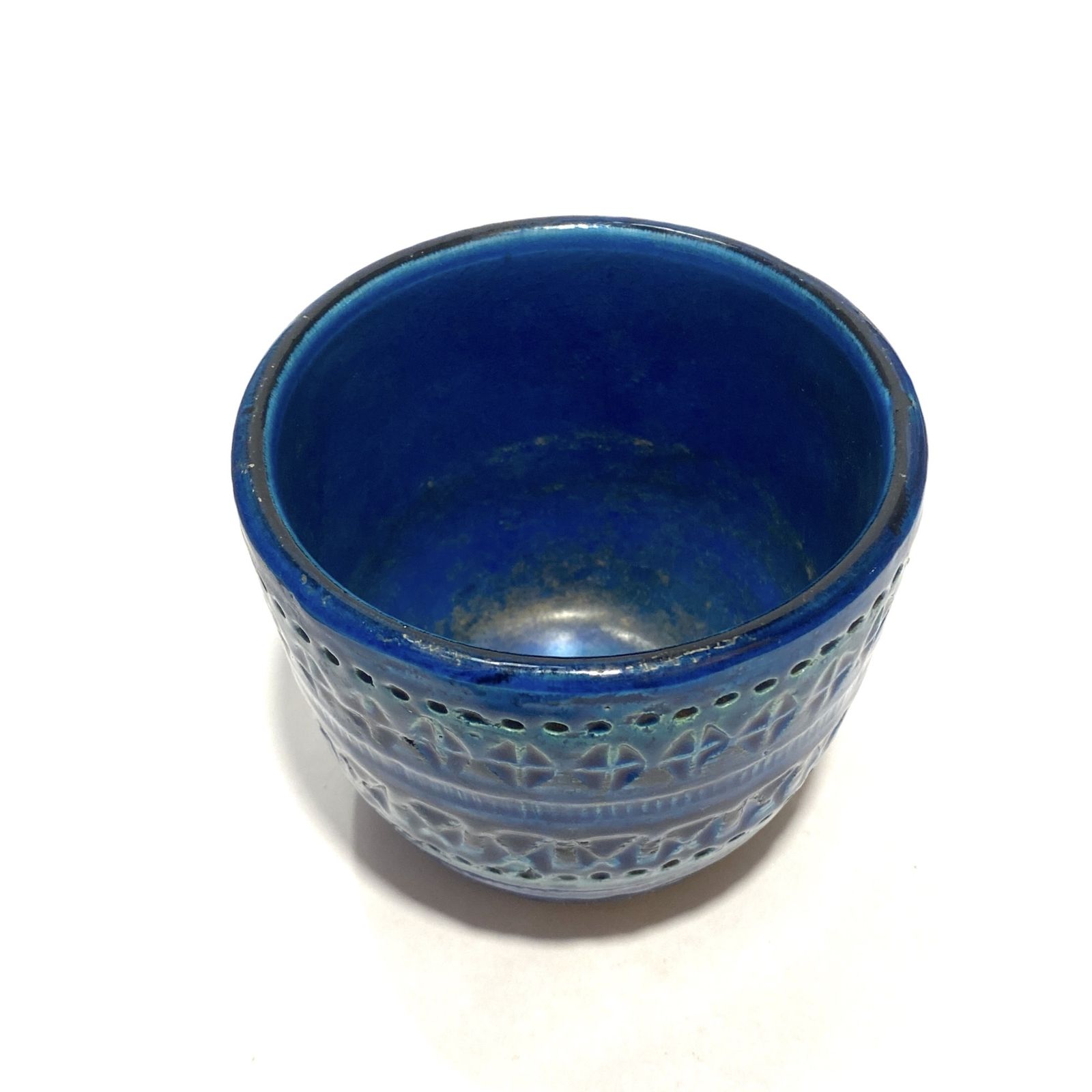 Bitossi Rimini Blu Planter van Aldo Londi, Mid-Century Modern Italiaans blauw aardewerk photo furniture