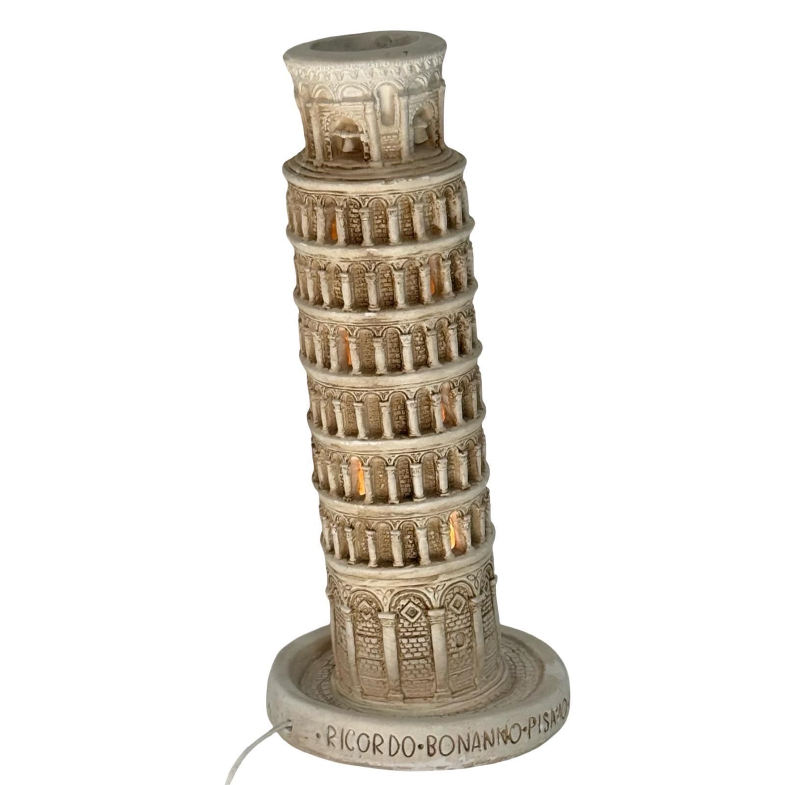 Vintage keramische tafellamp in de vorm van de Scheve Toren van Pisa, ca. jaren 1980. photo for sale
