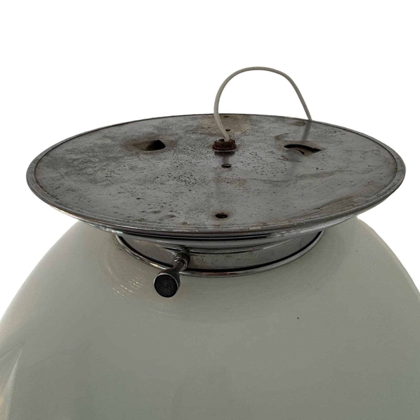 Art Deco   Attr. To Gispen  Ceiling Mounted Lamp With Opaline Glass And Metal Mount  Xxl. photo Lighting