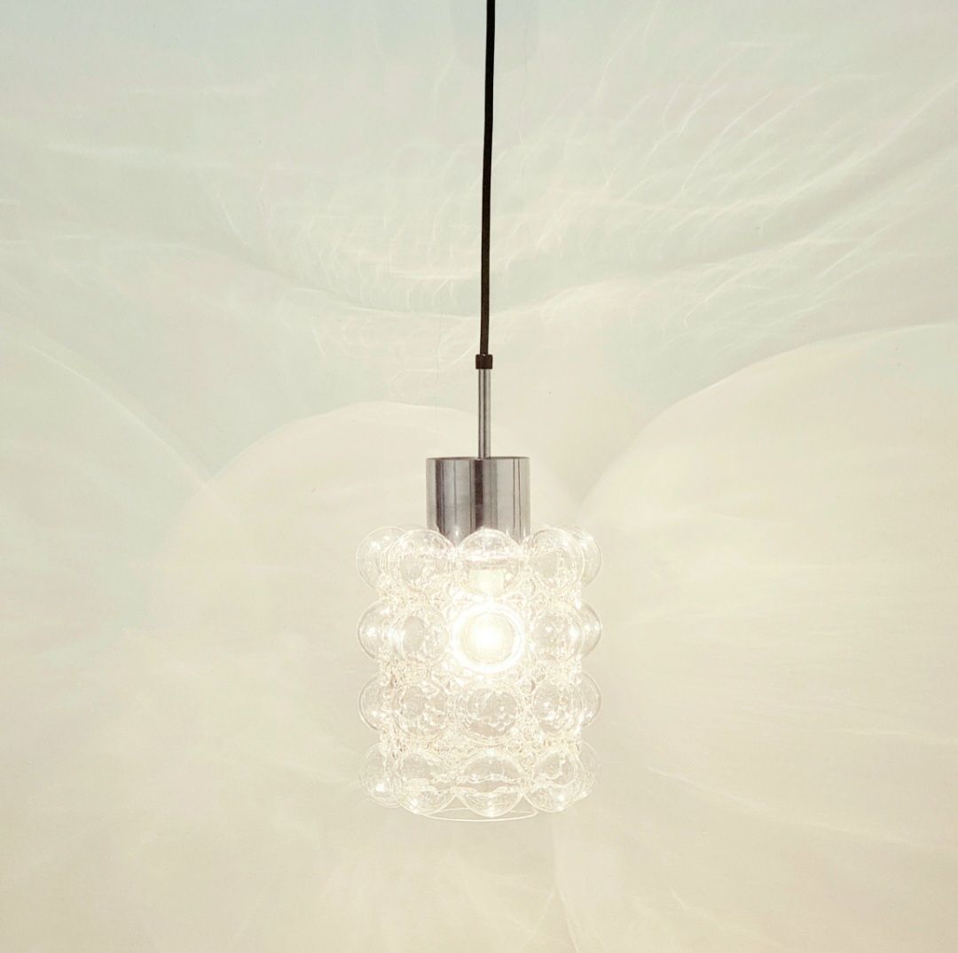 Paar Mid-Century Modern Bubble Glass Hanglampen van Helena Tynell voor Limburg, Duitsland, jaren 1960 photo for sale