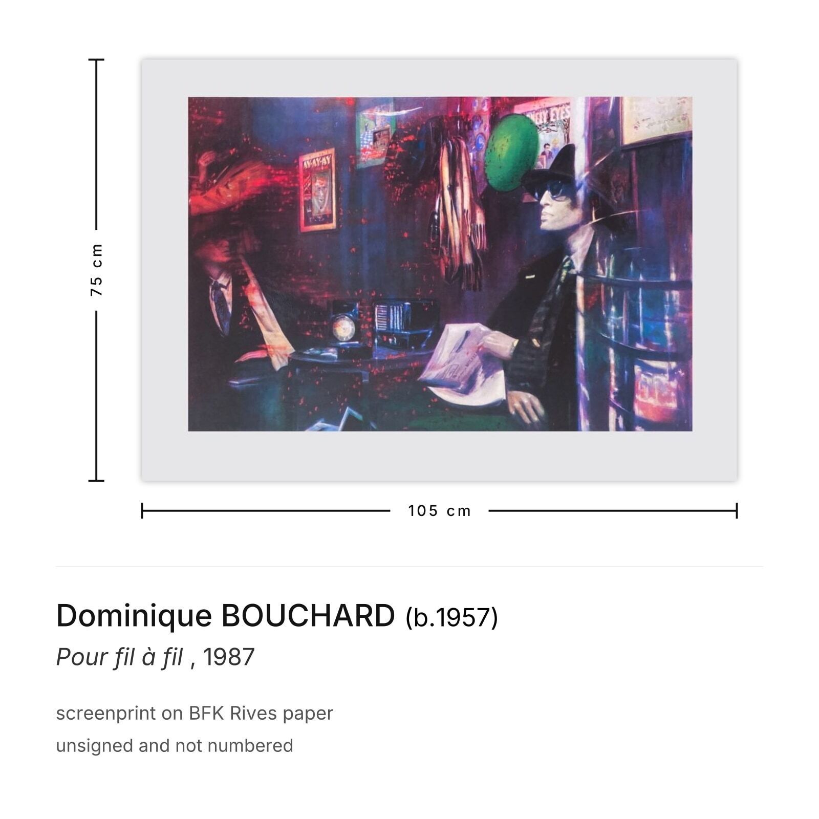 Dominique Bouchard Screenprint Pour Fil à Fil  1987 photo furniture