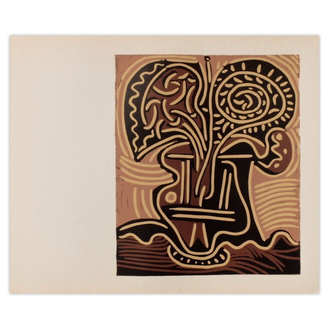 Pablo Picasso Linocut Lc   Vase De Fleurs 1962