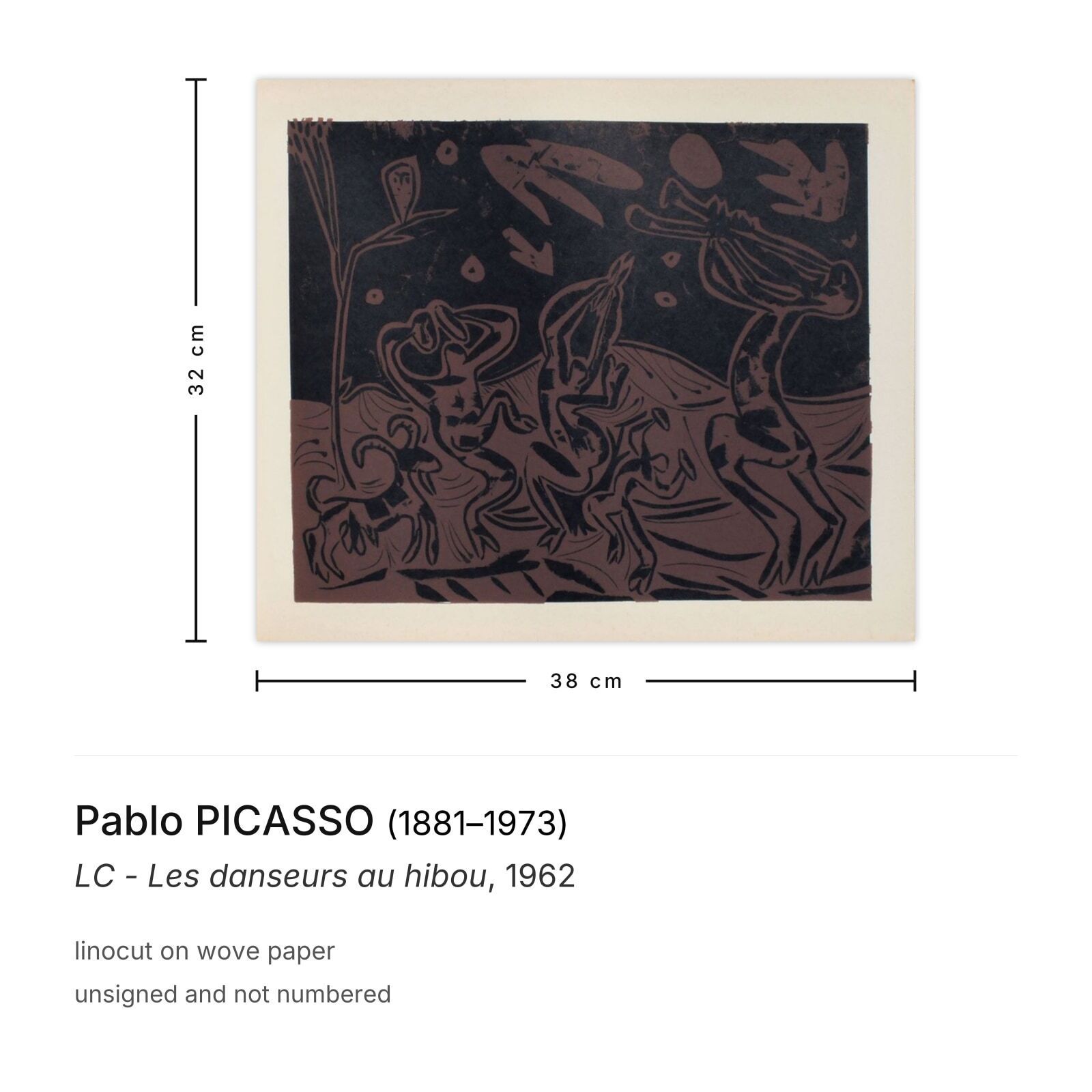 Pablo Picasso Linocut Lc Les Danseurs Au Hibou 1962 photo furniture