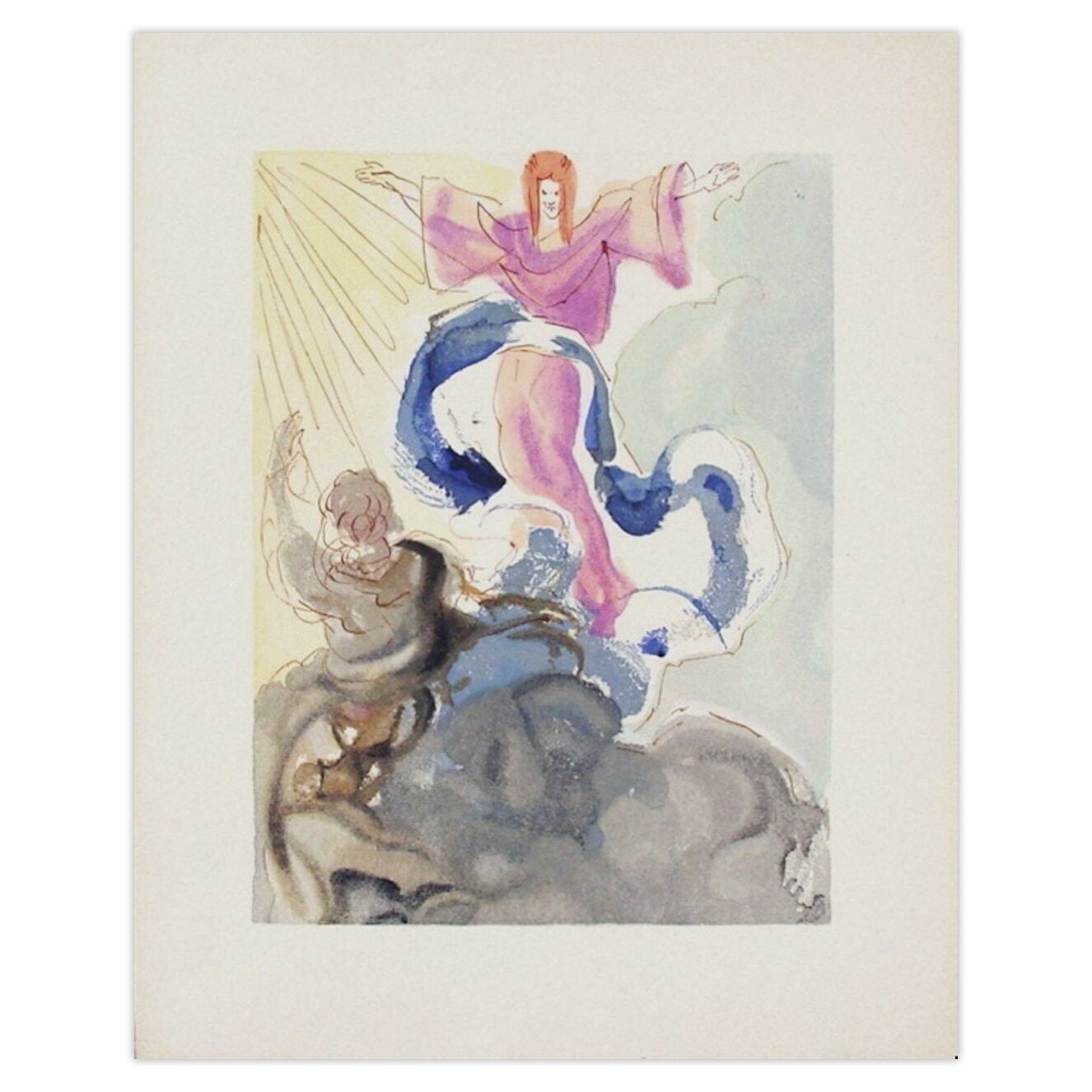 Salvador Dali Houtsnede Divine Comédie Paradis 03   Le Premier Ciel 1960