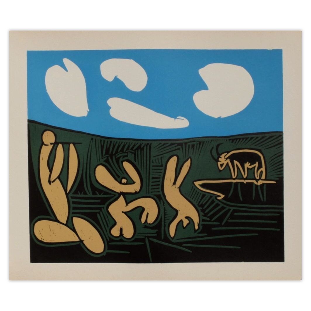 Pablo Picasso Linocut Lc   Bacchanale Au Taureau 1962