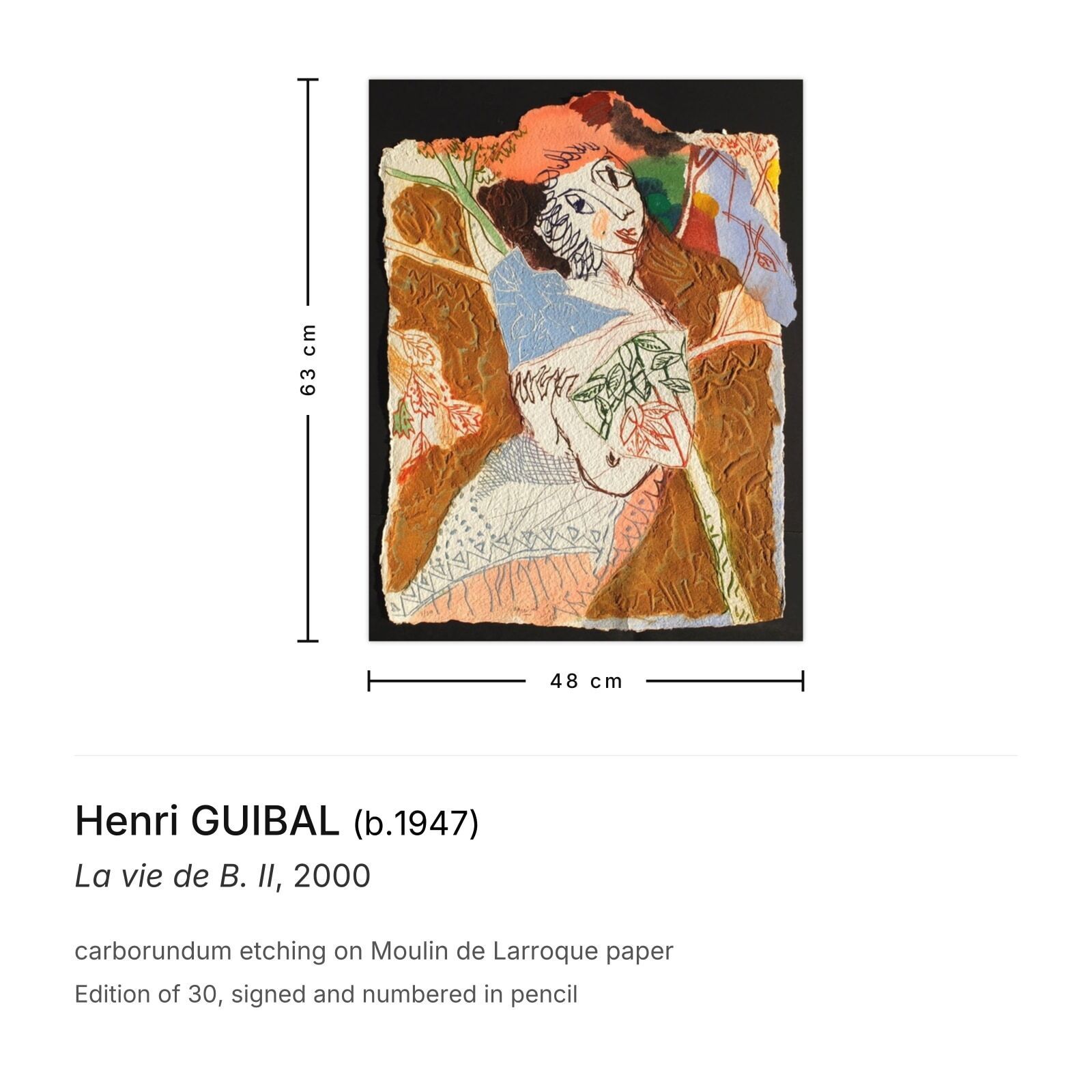 Henri Guibal Gesigneerde Carborundum Ets La Vie De B. II 2000 photo furniture