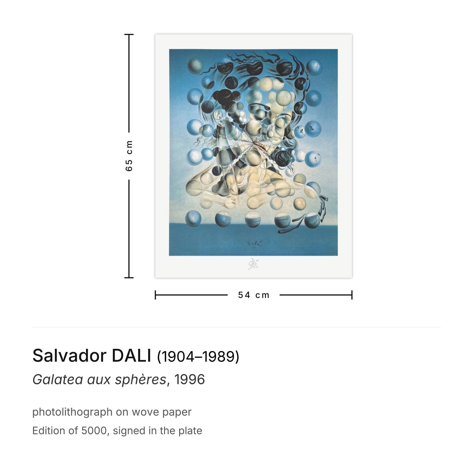 Salvador Dali Lithograph Galatea Aux Sphères 1996 photo furniture