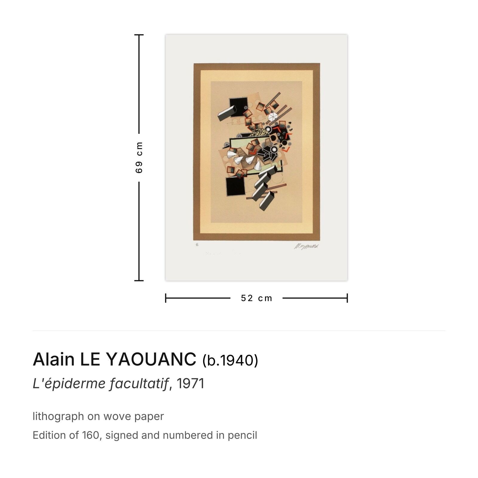 Alain Le Yaouanc Signed Lithograph L'épiderme Facultatif 1971 photo furniture