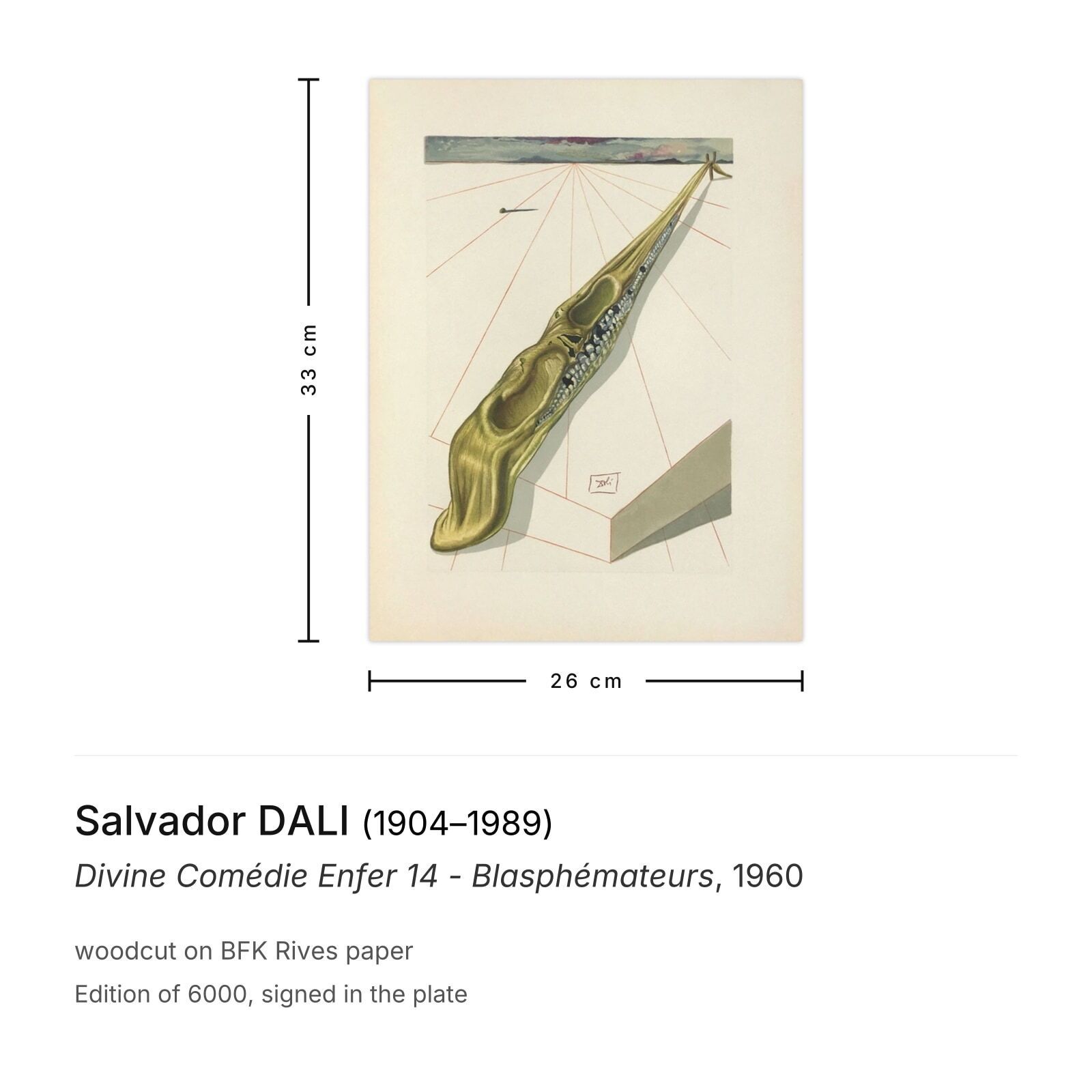 Salvador Dali Houtsnede Divine Comédie Enfer 14 Blasphémateurs 1960 photo furniture