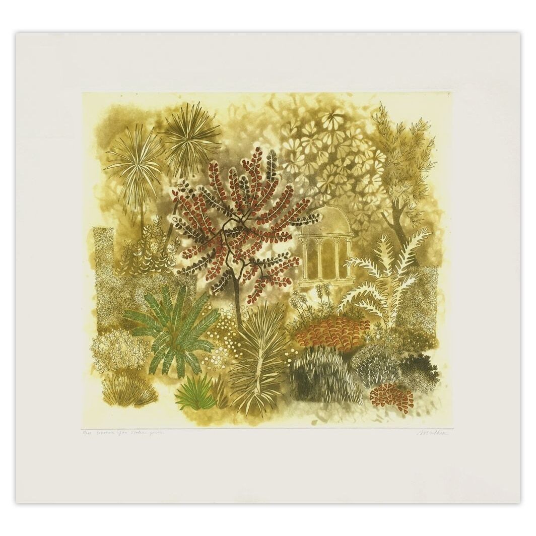 Anne Walker Gesigneerde Ets Souvenir Of An Italian Garden 1985
