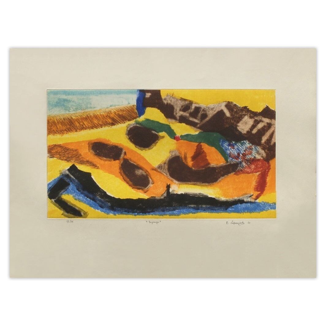Robert Lapoujade Gesigneerde Ets Paysage 1960