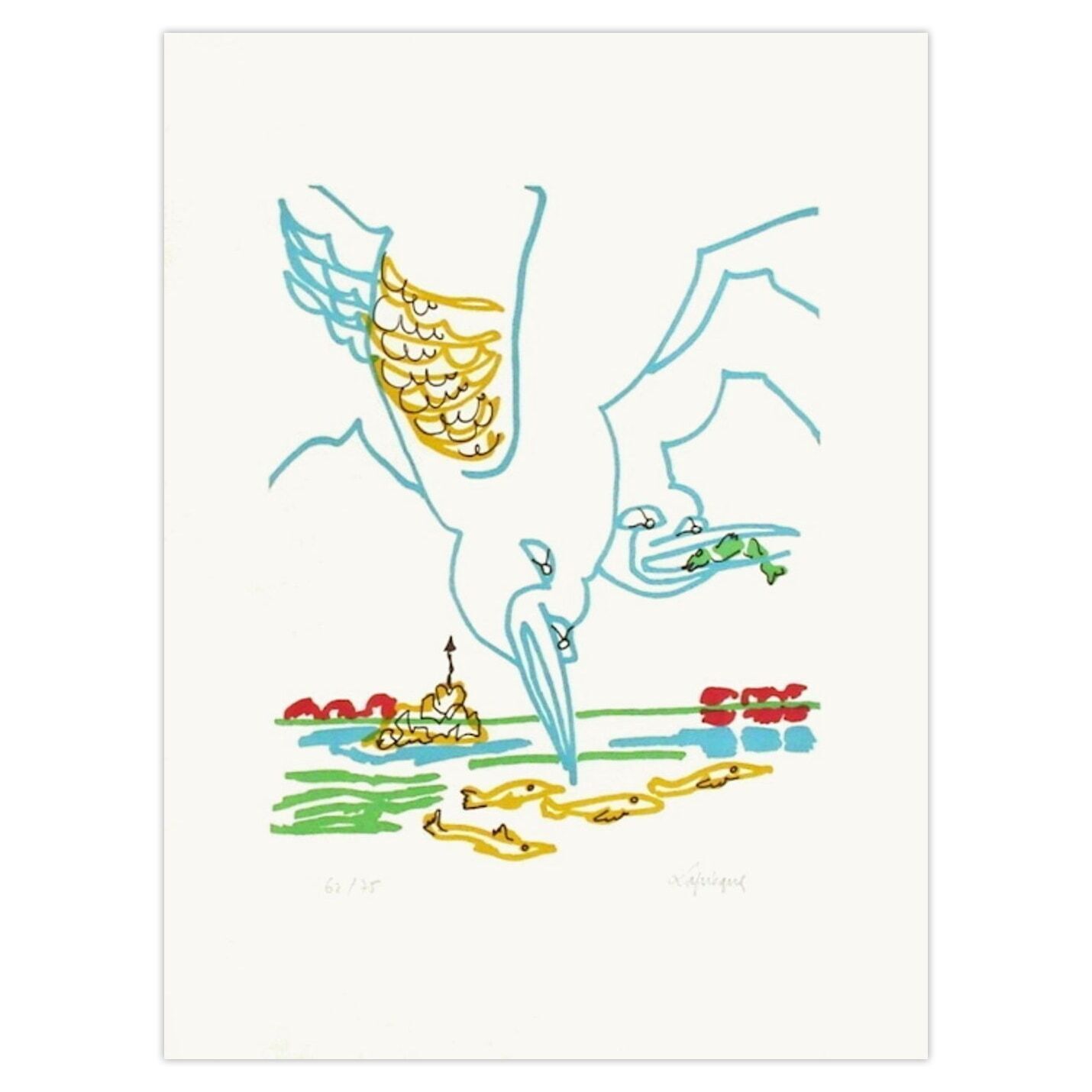 Charles Lapicque Gesigneerde Lithografie Bretagne   Les Goélans 1959