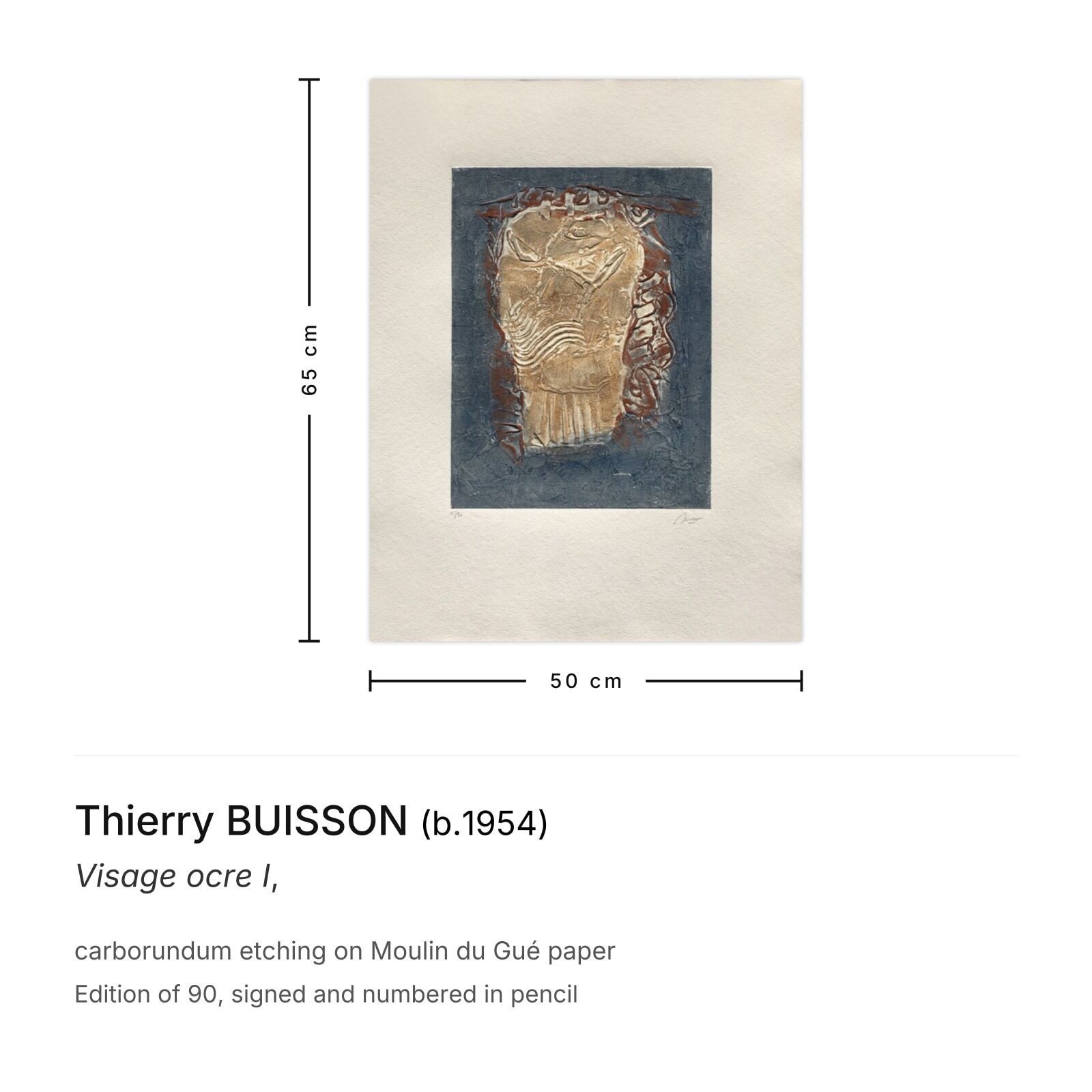 Thierry Buisson Gesigneerde Carborundum Ets Visage Ocre I photo furniture