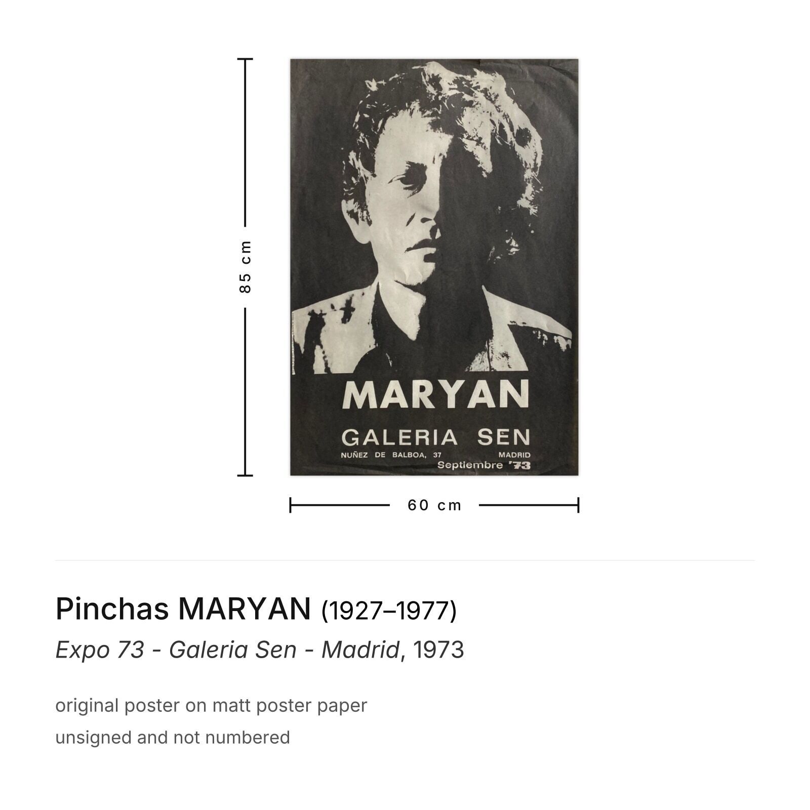 Pinchas Maryan Poster Expo 73 Galeria Sen Madrid photo furniture