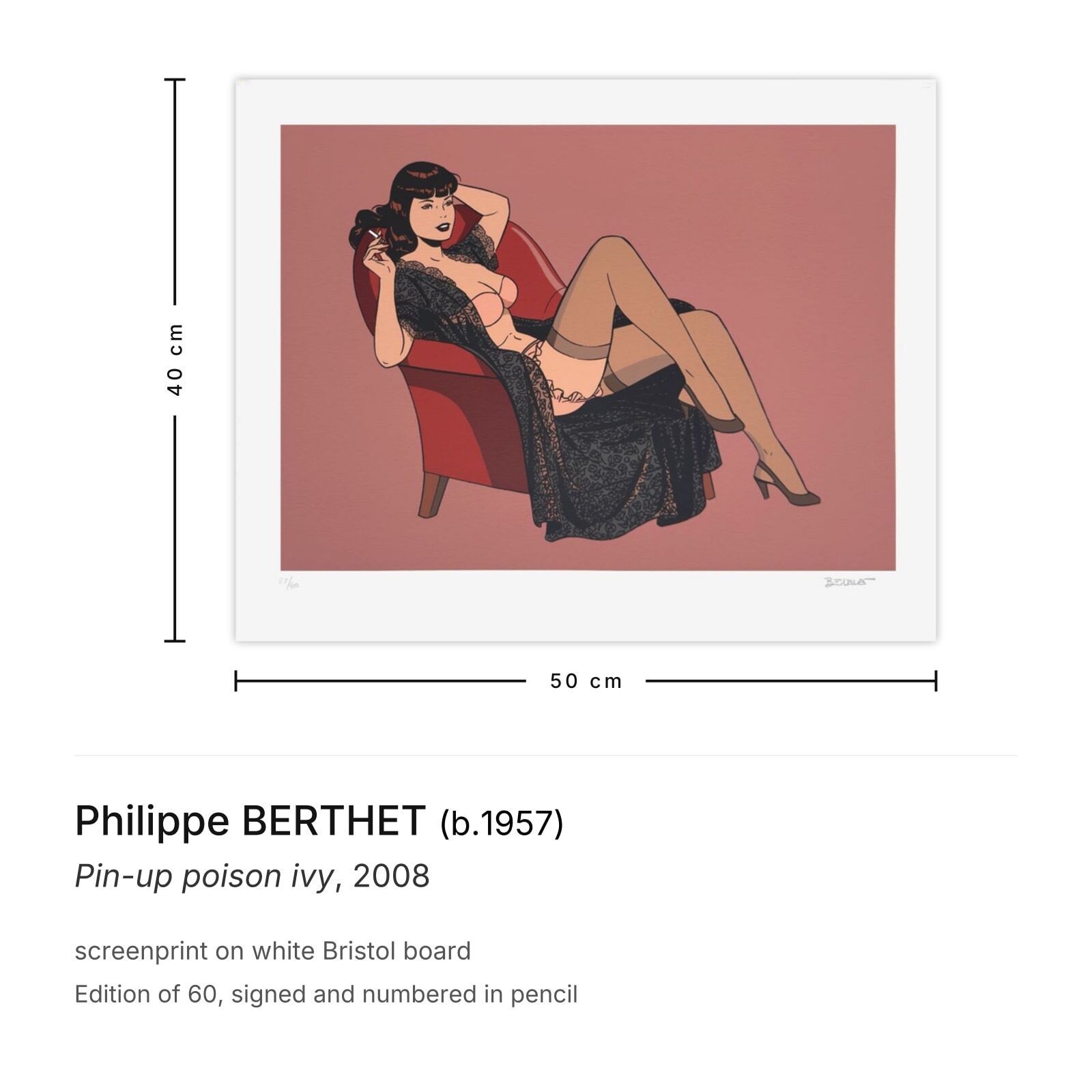 Philippe Berthet Gesigneerde Zeefdruk Pin Up Poison Ivy 2008 photo furniture