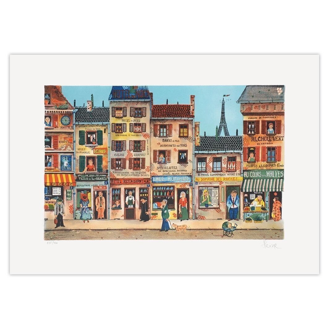 Jean Heine Signed Lithograph Hôtel Du Nord   Dim à Revoir 1975