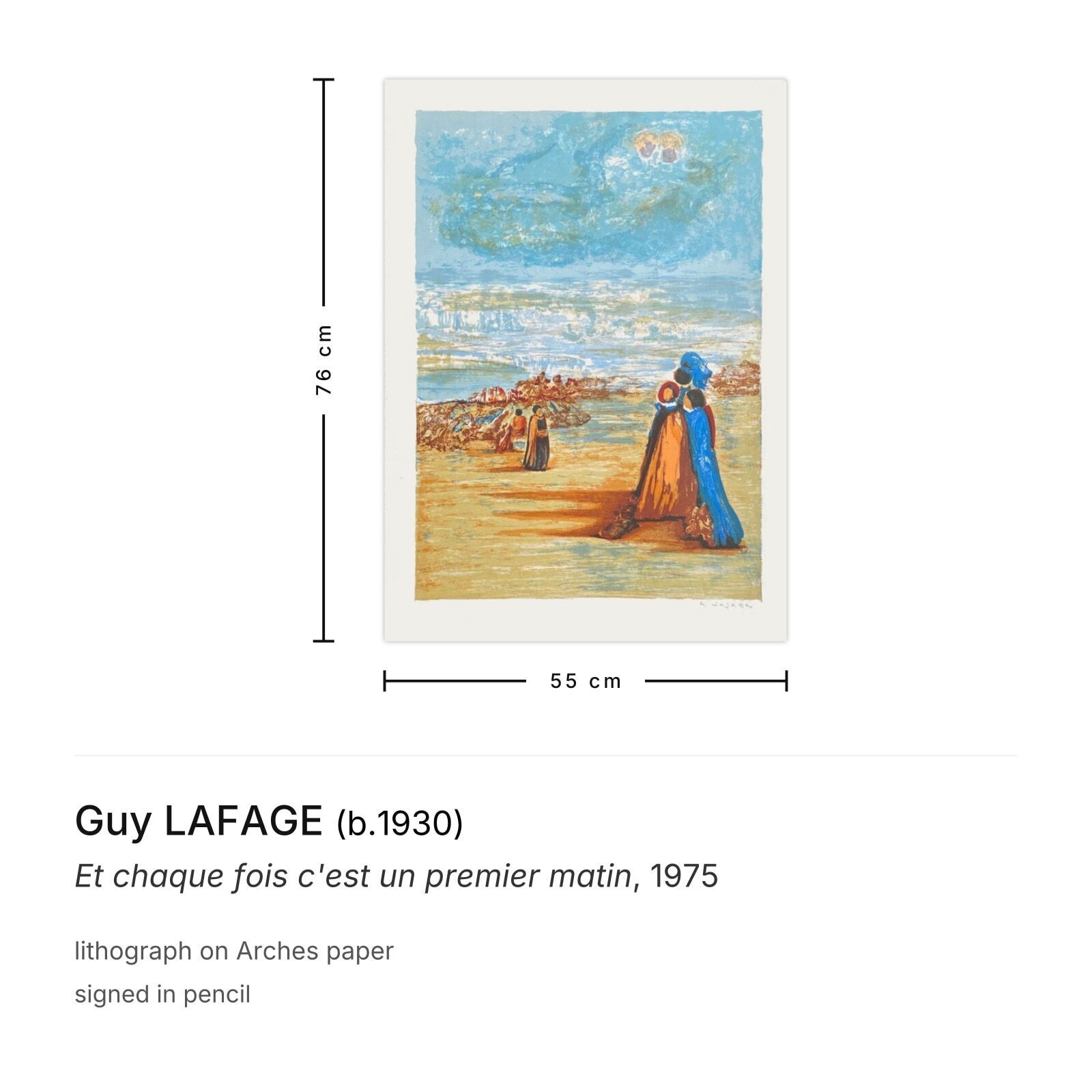 Guy Lafage Gesigneerde Lithografie Et Chaque Fois C'est Un Premier Matin 1975 photo furniture