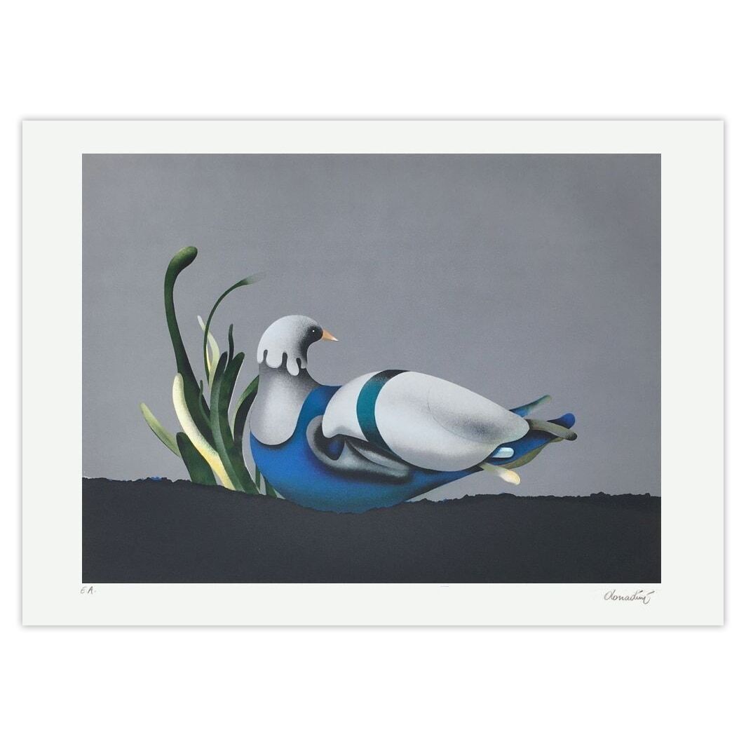 Jean Paul Donadini Gesigneerde Lithografie L'oiseau Bleu 1980