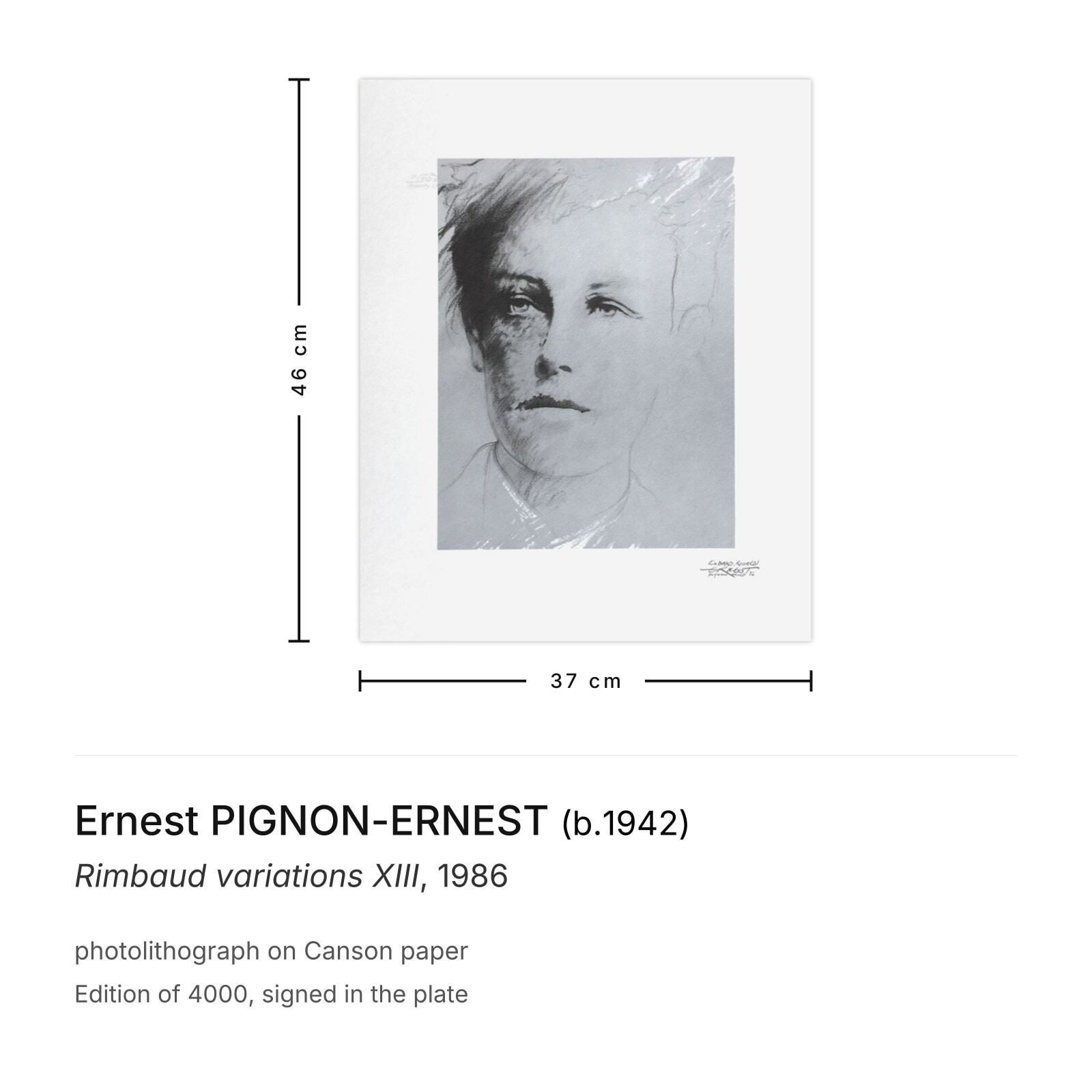 Ernest Pignon Ernest Lithografie Rimbaud Variations XIII 1986 photo furniture