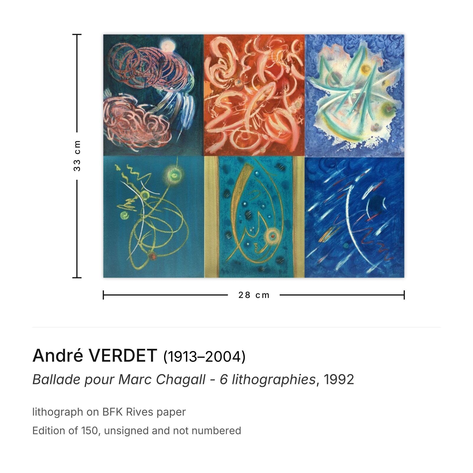 André Verdet Lithograph Ballade Pour Marc Chagall   6 Lithographies 1992 photo furniture