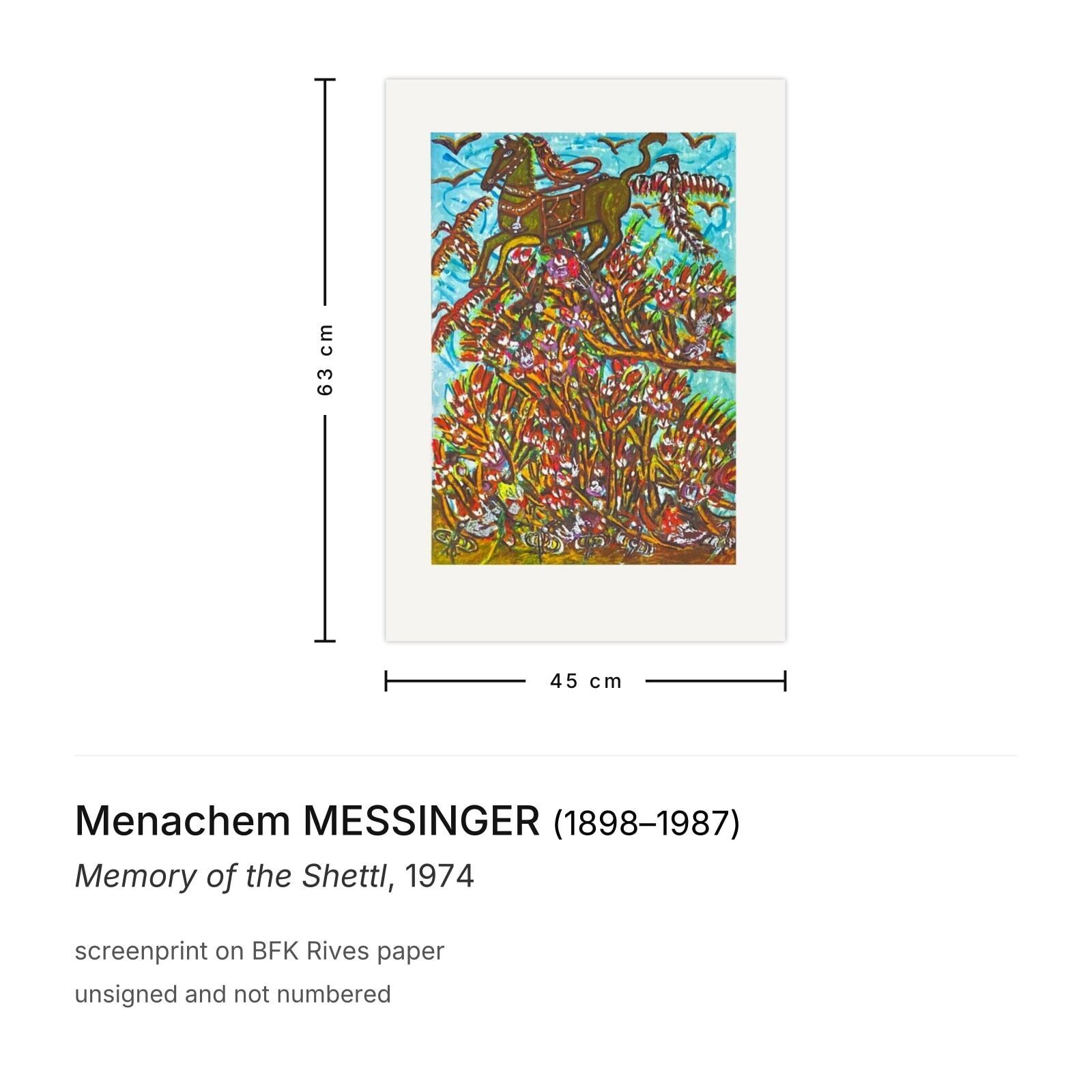 Menachem Messinger Screenprint Memory Of The Shettl 1974 photo furniture