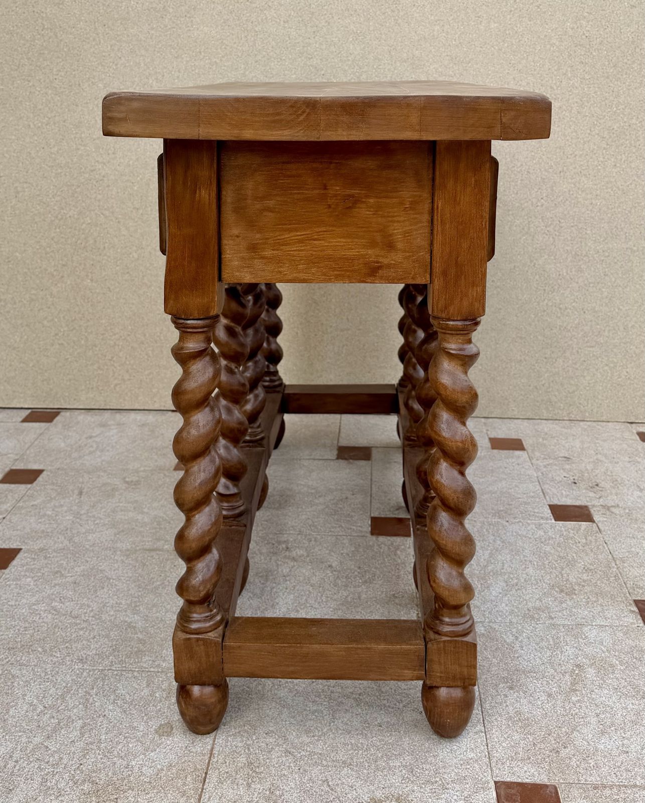 Spanish Solid Wood Console Table With Three Drawers, Mid 20th Century photo vintage