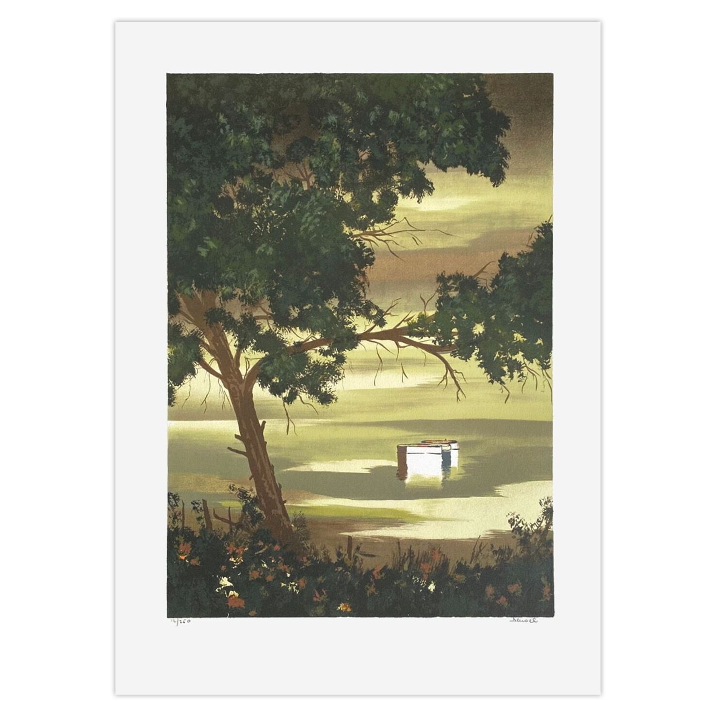 Denoël Gesigneerde Lithografie Bord Du Lac 1990