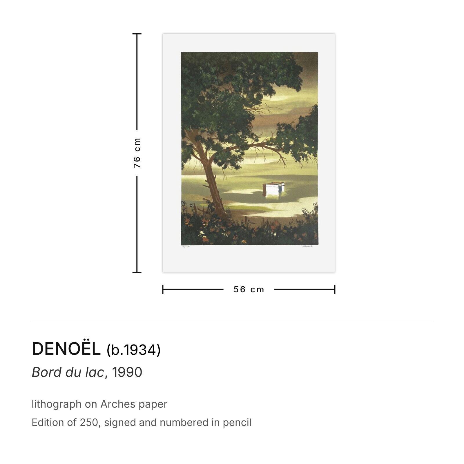Denoël Gesigneerde Lithografie Bord Du Lac 1990 photo furniture