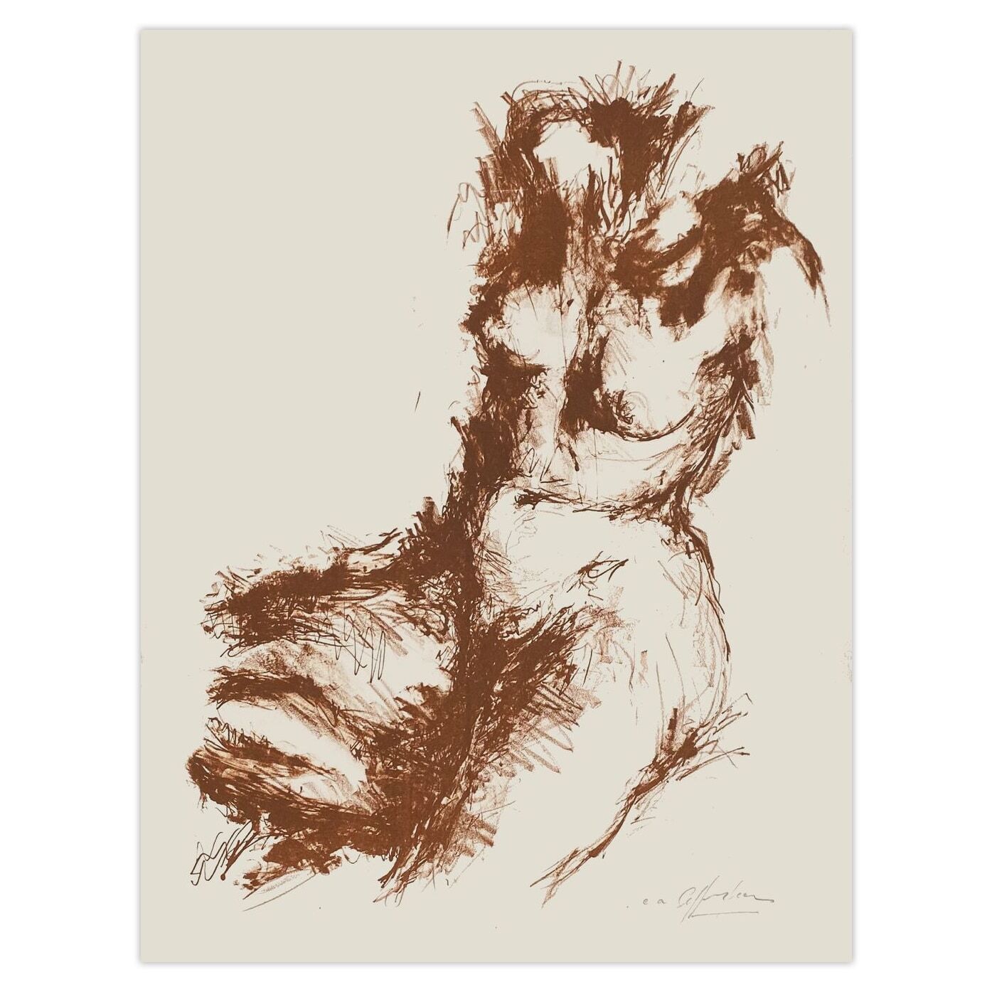 Claude Michel Grosjean Gesigneerde Lithografie Nu De Face 1970