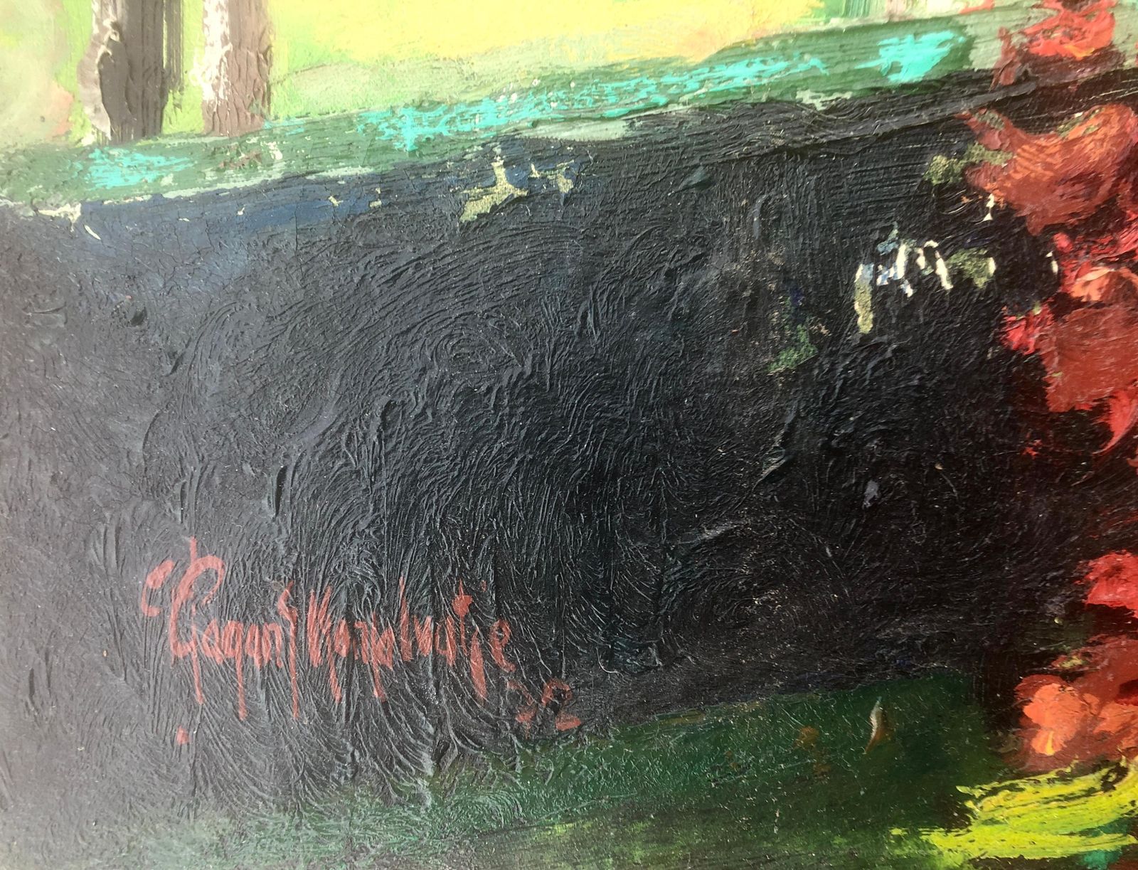 Jordi Pagans Montsalvatje Mediterranean Church Landscape With Vineyard Catalan Village Oil Painting Sitges 1972 photo furniture