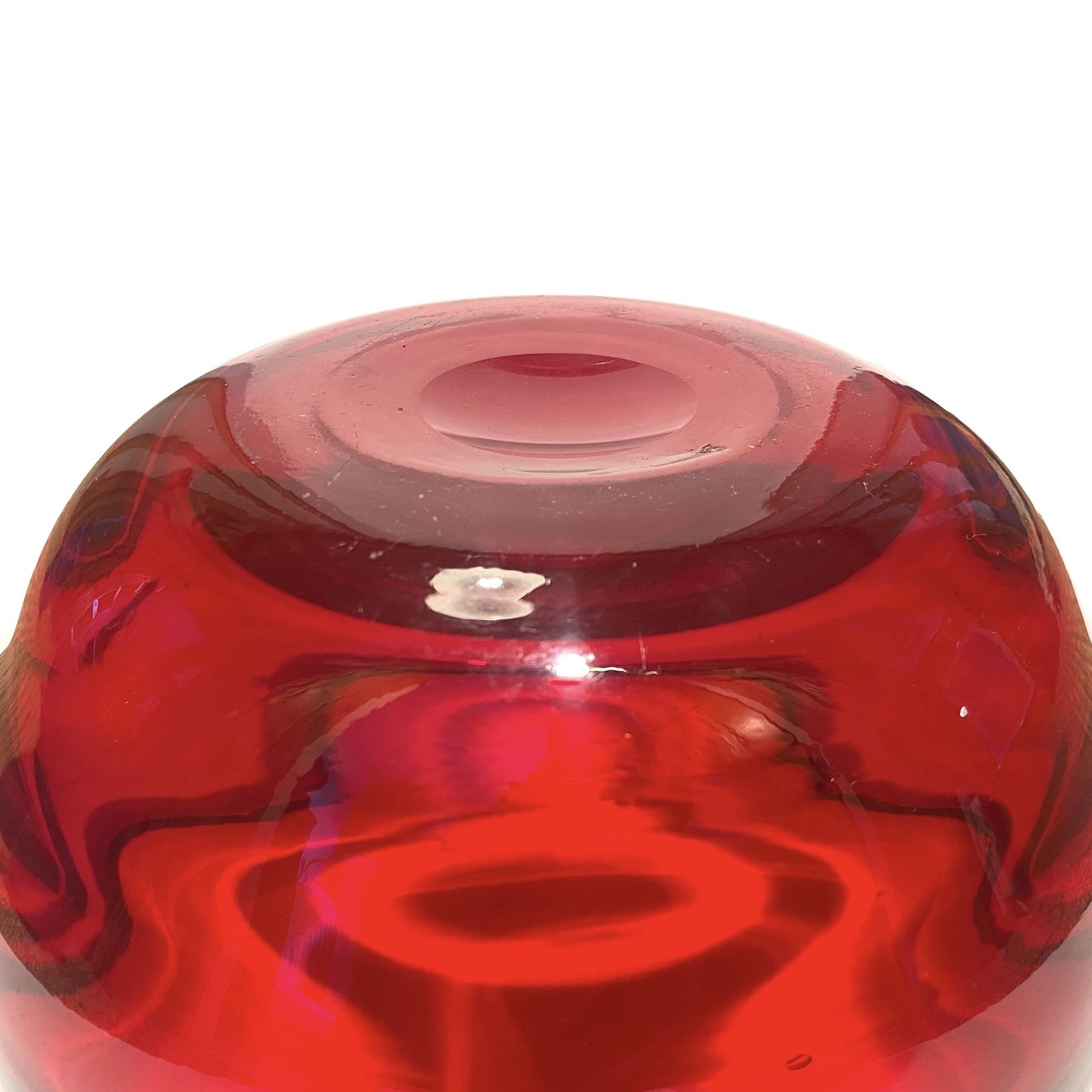 Whitefriars Glass grote optische schaal 9380 in robijnrood, mid-century modern decor photo 50.0
