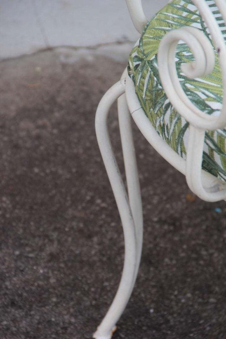 photo for sale White Garden Sofa Mid Century Worked Shaped Green Metal Cushion 1950s