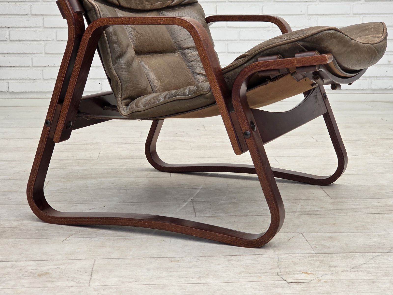 1970s, Norwegian Lounge Chair, Brown Furniture Leather. photo Furniture