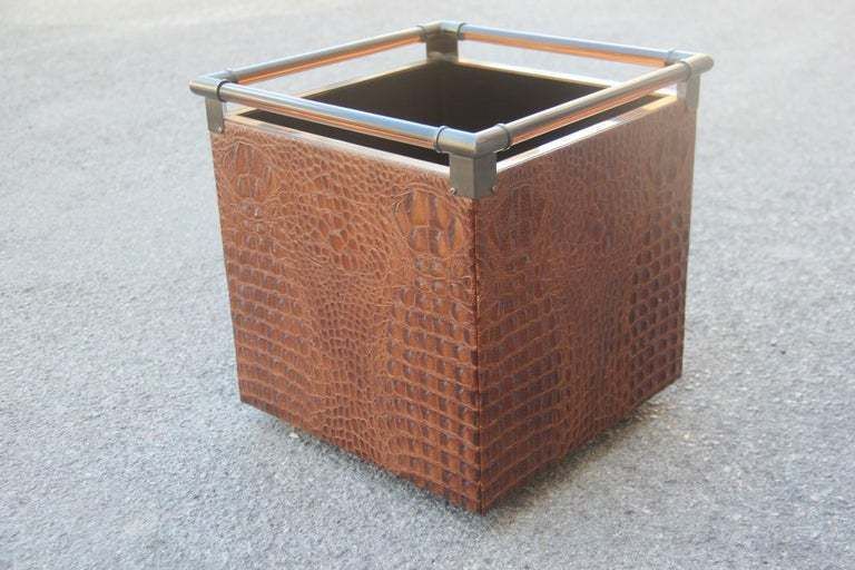 Crocodile Bar Portable Italian Design 1970s Brass Lucite Brown Magazine Rack photo Home Decor