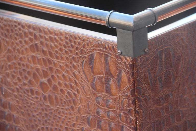 Crocodile Bar Portable Italian Design 1970s Brass Lucite Brown Magazine Rack photo 1440.0