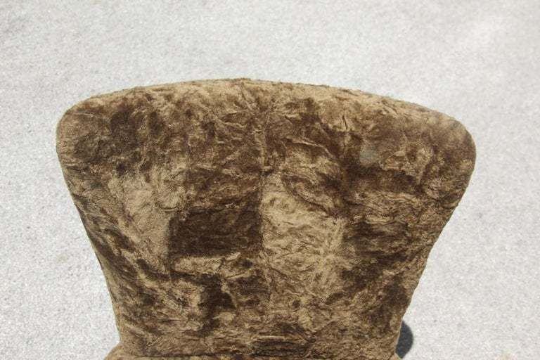 Green Bedroom Chair With Brass Feet Midcentury Italian Design Chenille Minotti photo for sale
